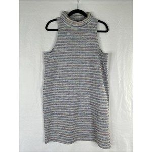 Akemi Kin Anthropologie Dress Women Size M Textured Striped Sleeveless Mock Neck